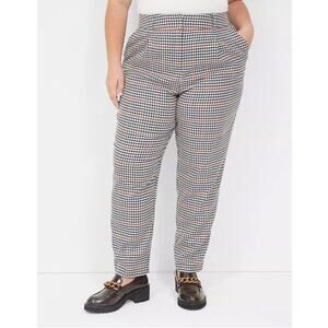 Lane Bryant Houndstooth Plaid Pleated Tapered Leg Pants